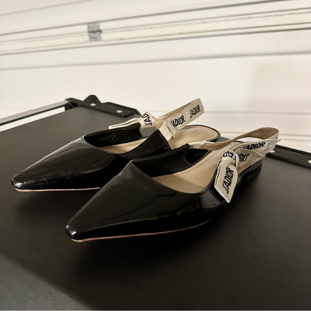 J'Adior Patent Leather Slingback Flats